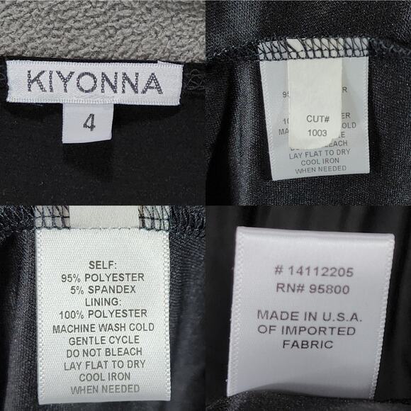 Kiyonna Midi Dress sz 4 Women Black Gold Metallic 3/4 Sleeve Stretch Ruched NEW - Picture 4 of 11